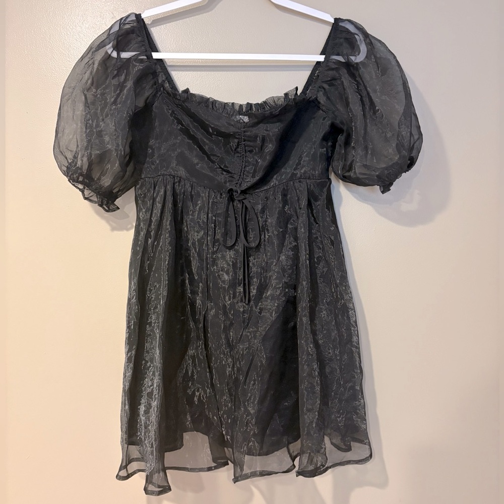 Mable gothic sheer romantic babydoll puff sleeves dress coquette milkmaid